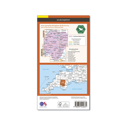 OS Map Dartmoor - OL28 - Back