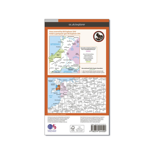 OS Map Porthmadog, Criccieth & Pwllheli - 254 - Back