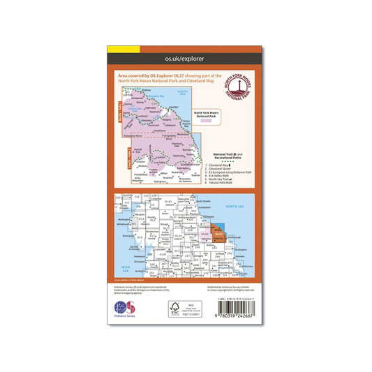 OS Map North York Moors - OL27 - Back