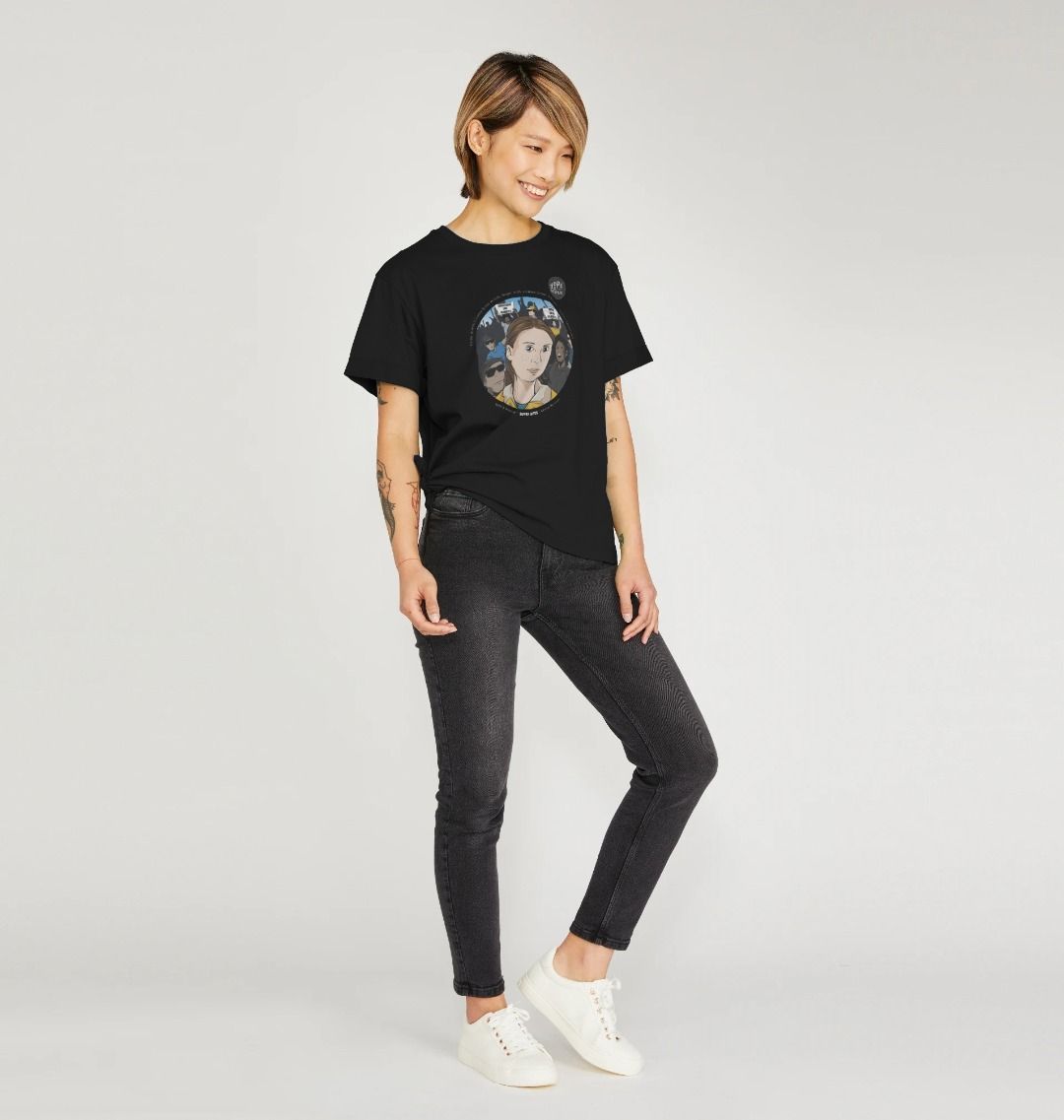 SUPER APES: Greta the Great - Women's Organic Relaxed Tee (white text)