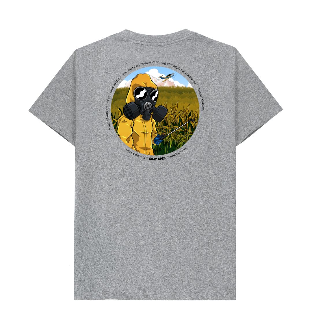 SILLY APES: Chemical Crops - Organic T-Shirt (black text, back image)