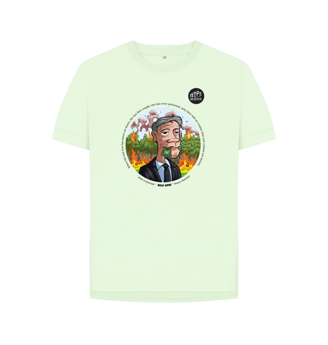 Pastel Green SILLY APES: Money Muncher - Women's Organic Relaxed Fit Tee (black text)