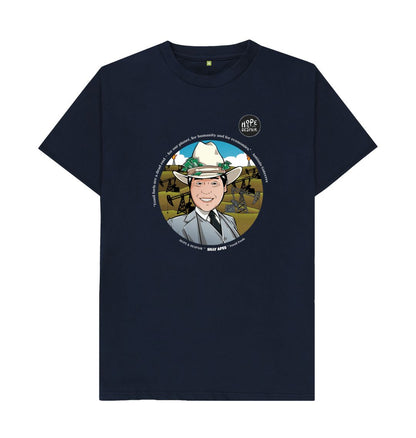 Navy Blue fossil fool white text t-shirt