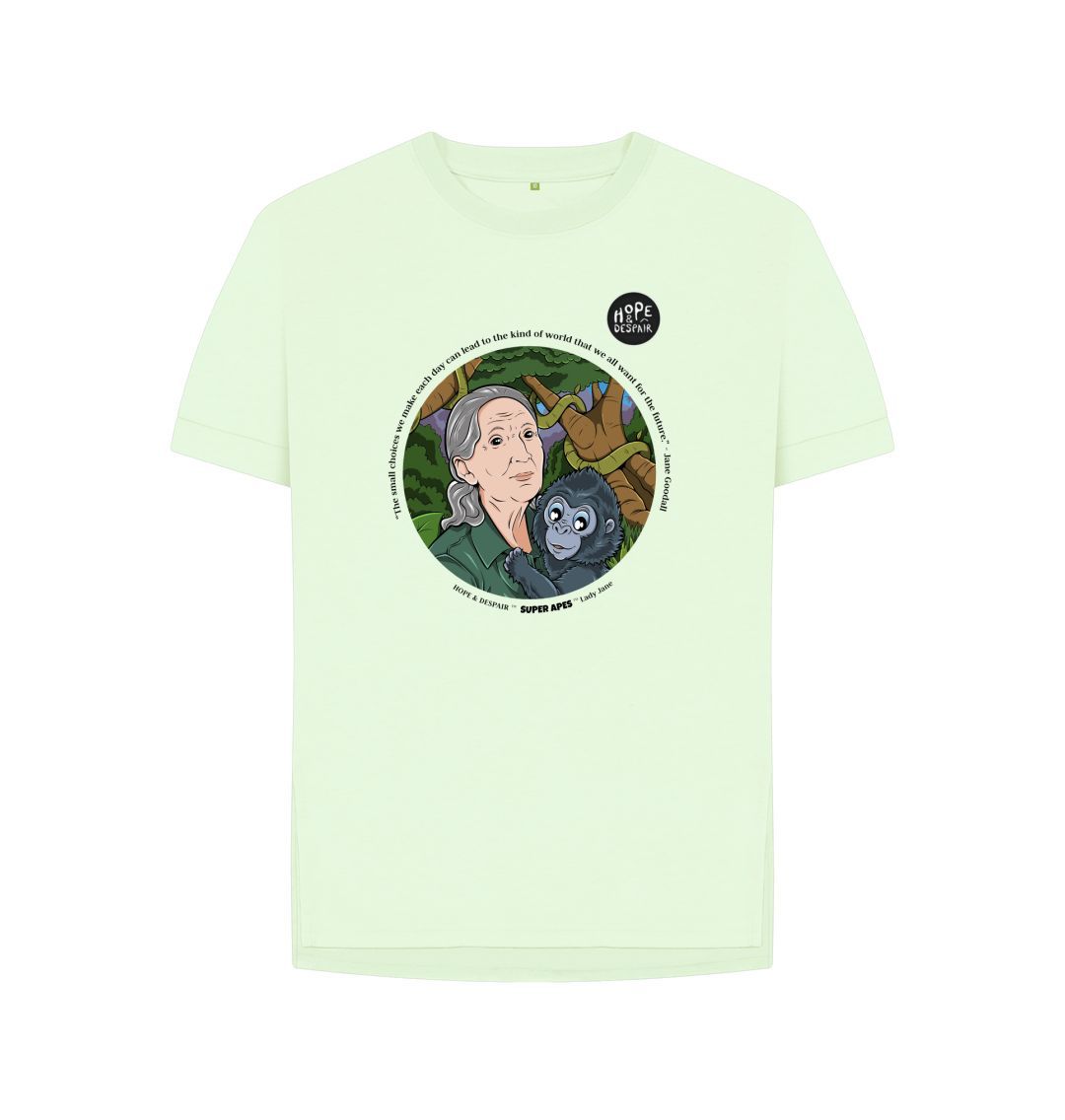 Pastel Green SUPER APES: Lady Jane - Women's Organic Relaxed Tee (black text)