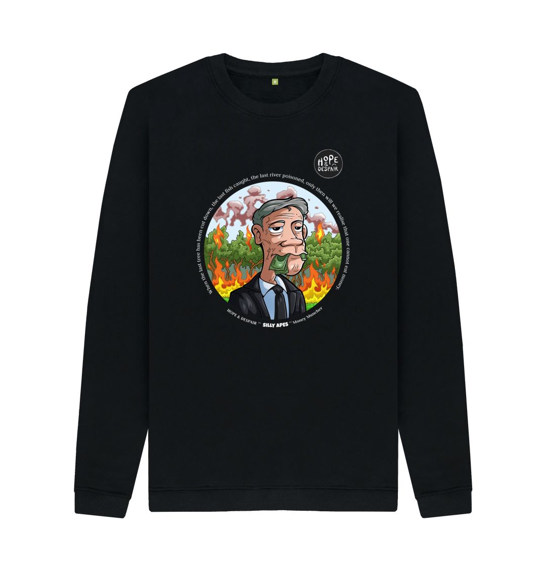 Black SILLY APES: Money Muncher - Organic Sweater\/Jumper