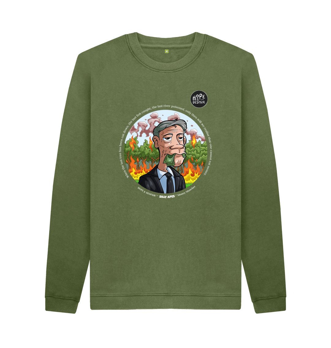 Khaki SILLY APES: Money Muncher - Organic Sweater\/Jumper