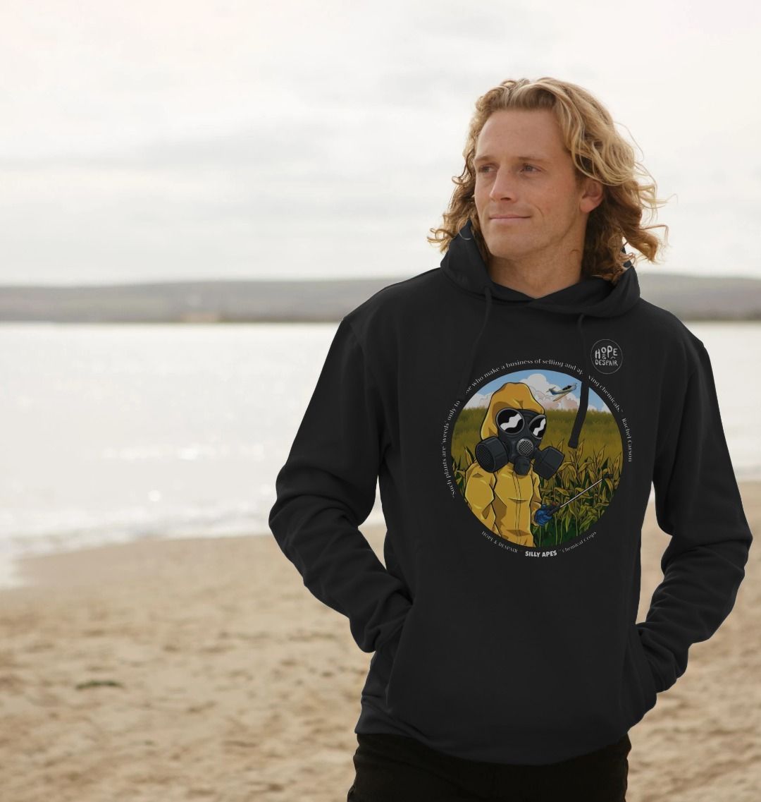 SILLY APES: Chemical Crops - Organic Hoodie (white text)