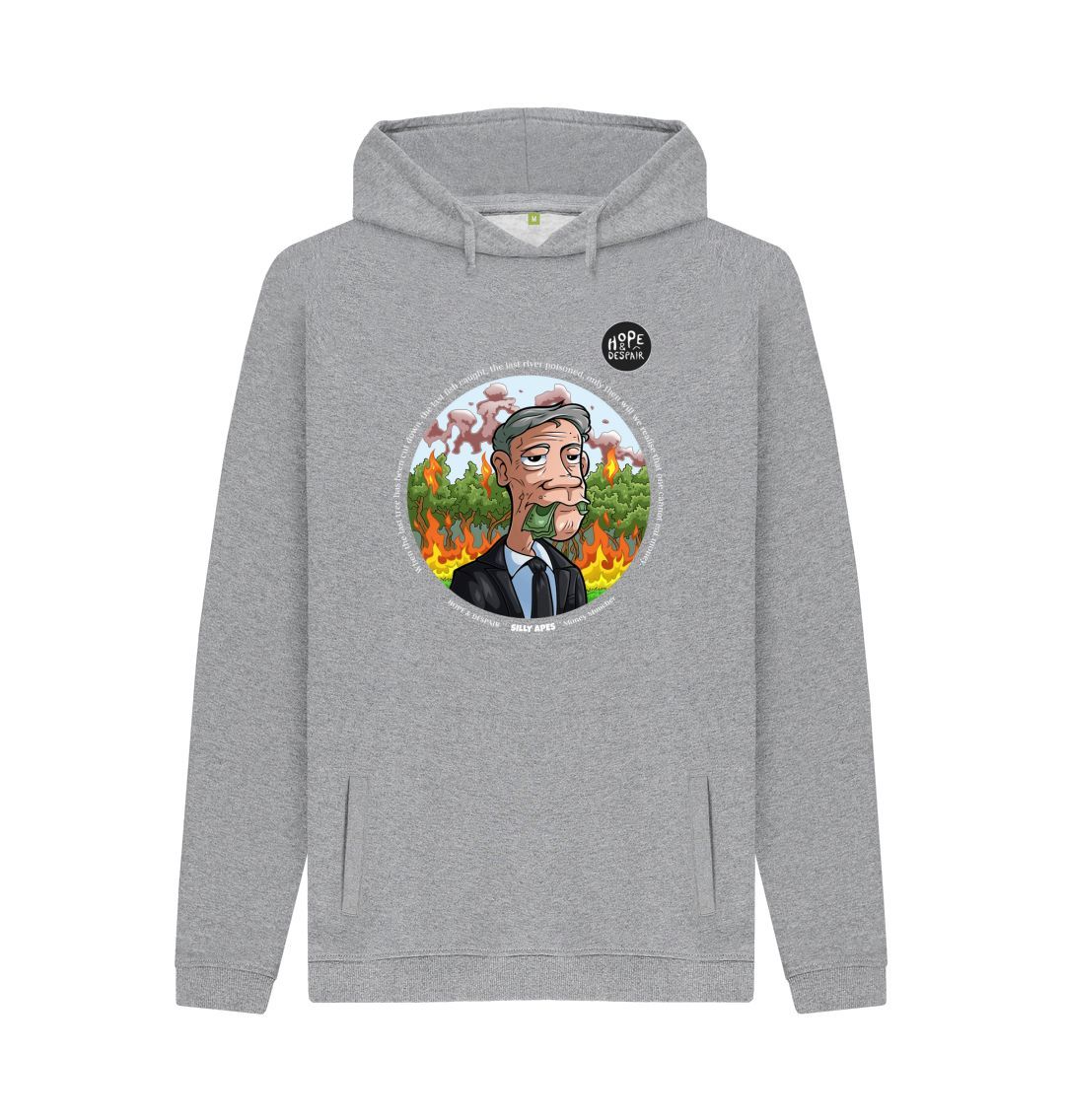 Light Heather SILLY APES: Money Muncher - Organic Hoodie (white text)