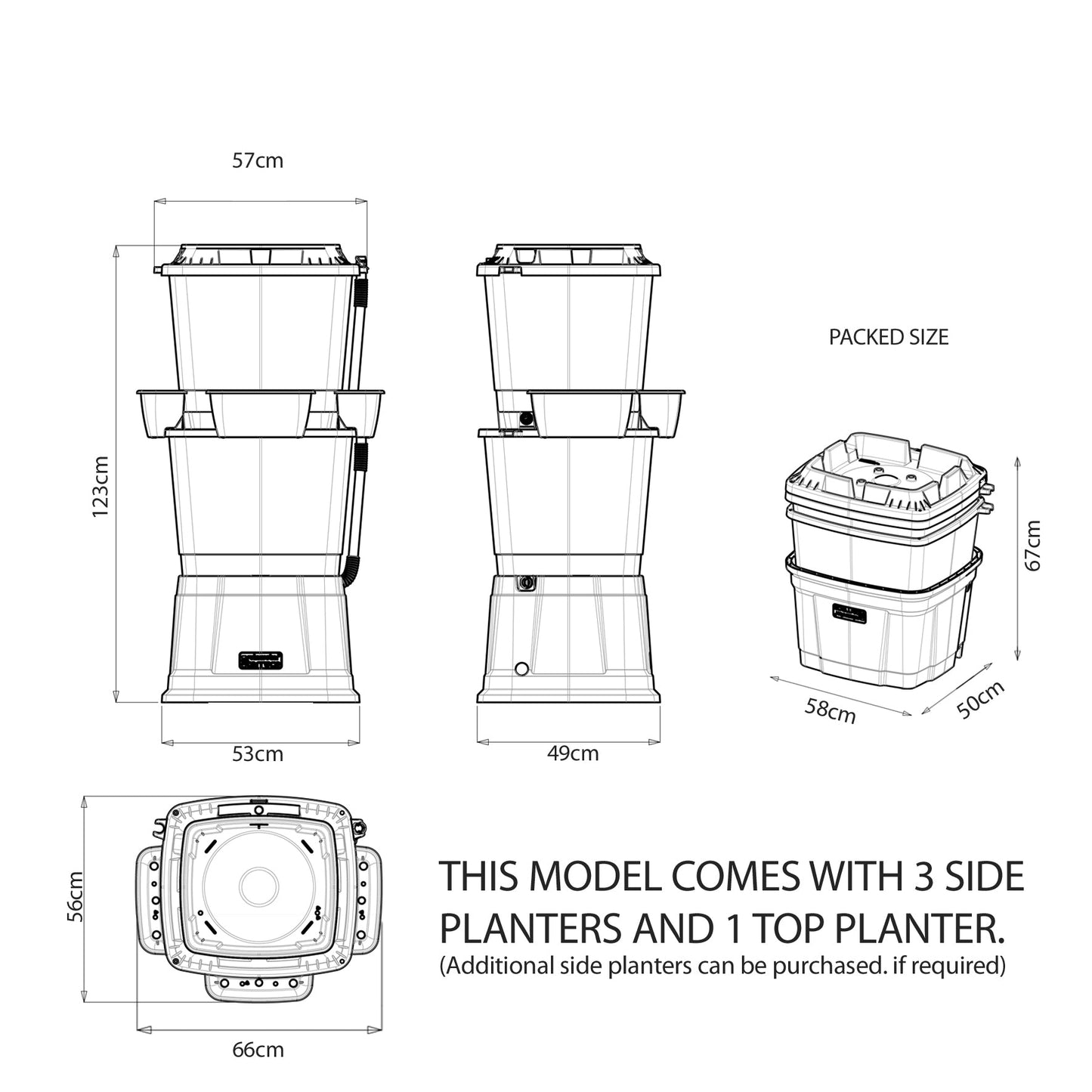 2 Tier 134 Litre Water Butt with Planters