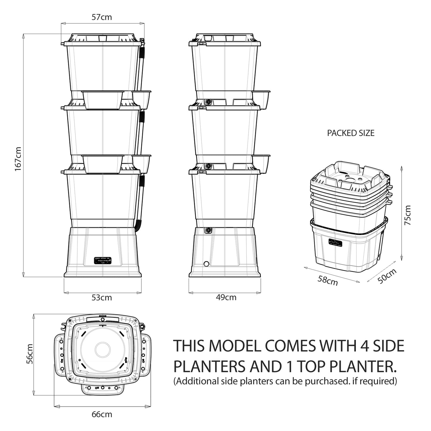 3 Tier 200 Litre Water Butt with Planters