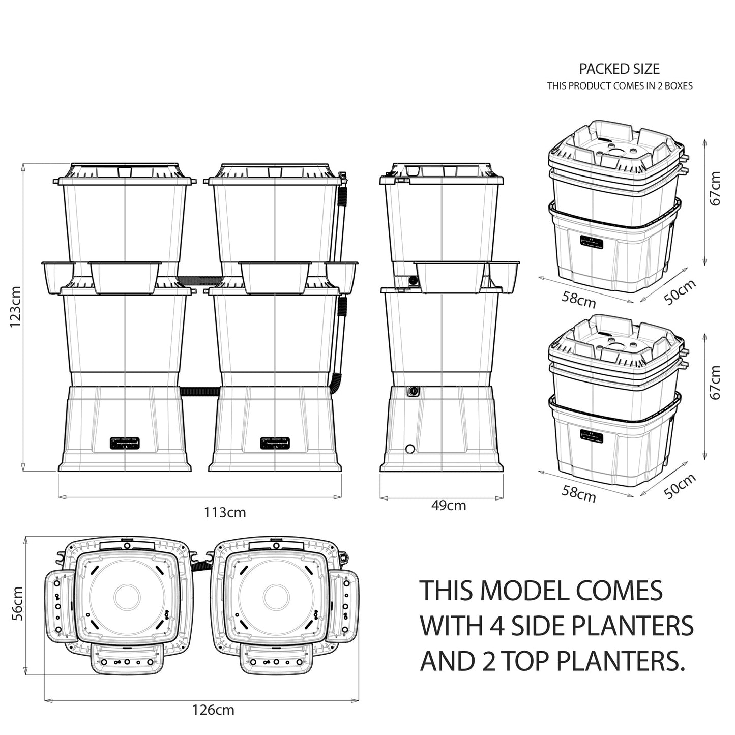 2 Tier Double 268 Litre Water Butt with Planters