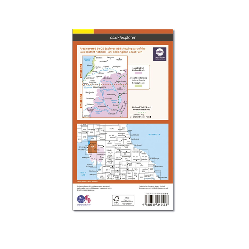 OS Map The Lake District North-West - OL4 - Back